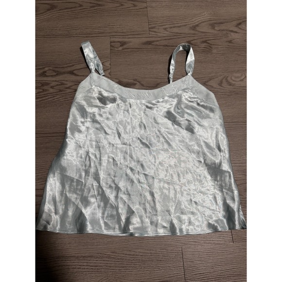 Vintage Morgan Taylor Intimates Blue Satin Cami Top Adjustable Straps size Large - Picture 1 of 5